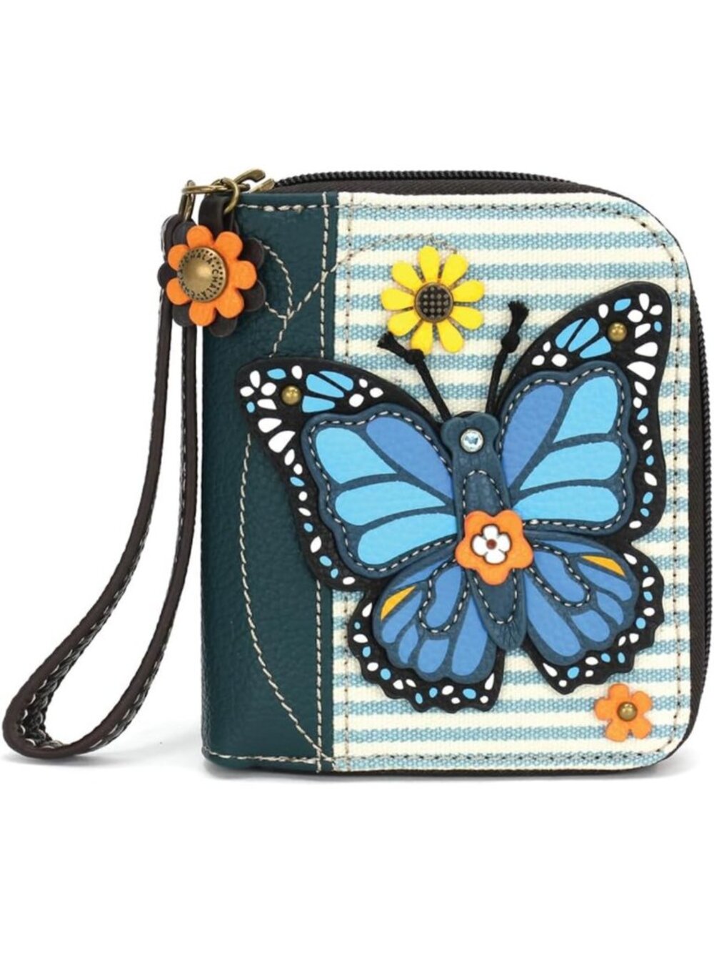 Stylish Zip Around Wallet Wristlet, 8 Card Slots, Durable PU Leather - Blue